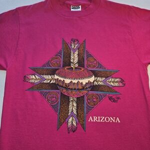 Vintage 1994 Arizona Tultex Shirt Pink Medium Gorpcore Southwestern Graphic Tee